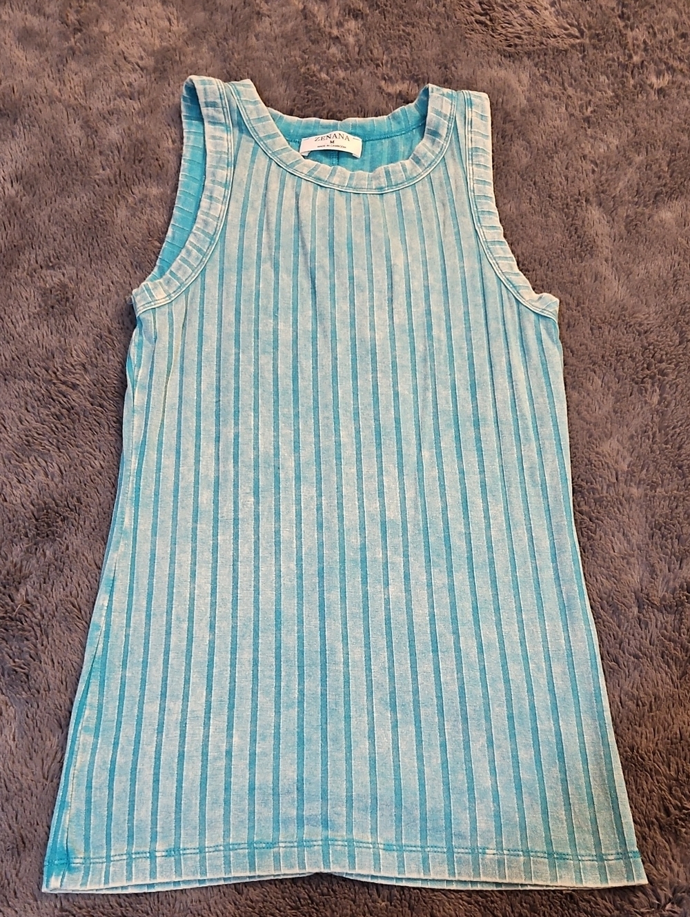 Zenana Outfitters Light Blue Ribbed Tank Top NWOT